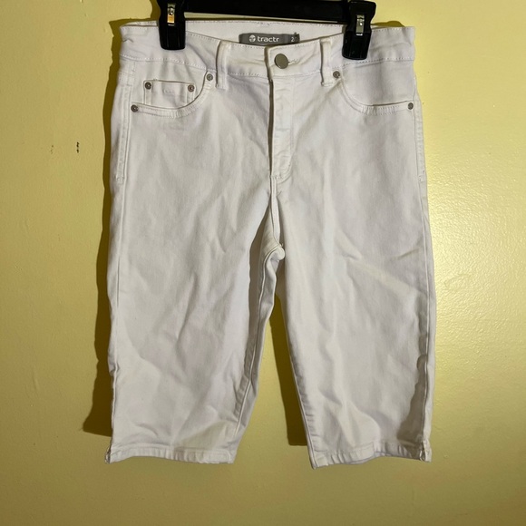 Tractr White Denim Bermuda Shorts - Picture 1 of 6